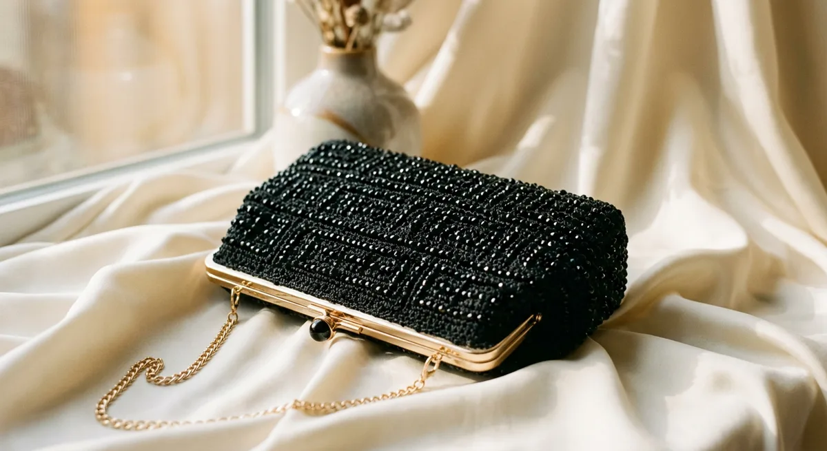 Onyx Beaded Clutch — handmade clutches