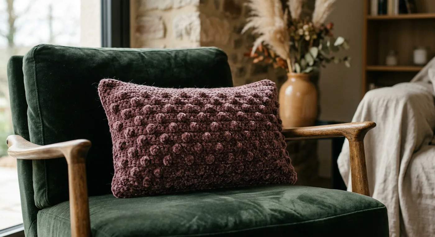 Velvet Bobble Lumbar Cushion — handmade cushion covers