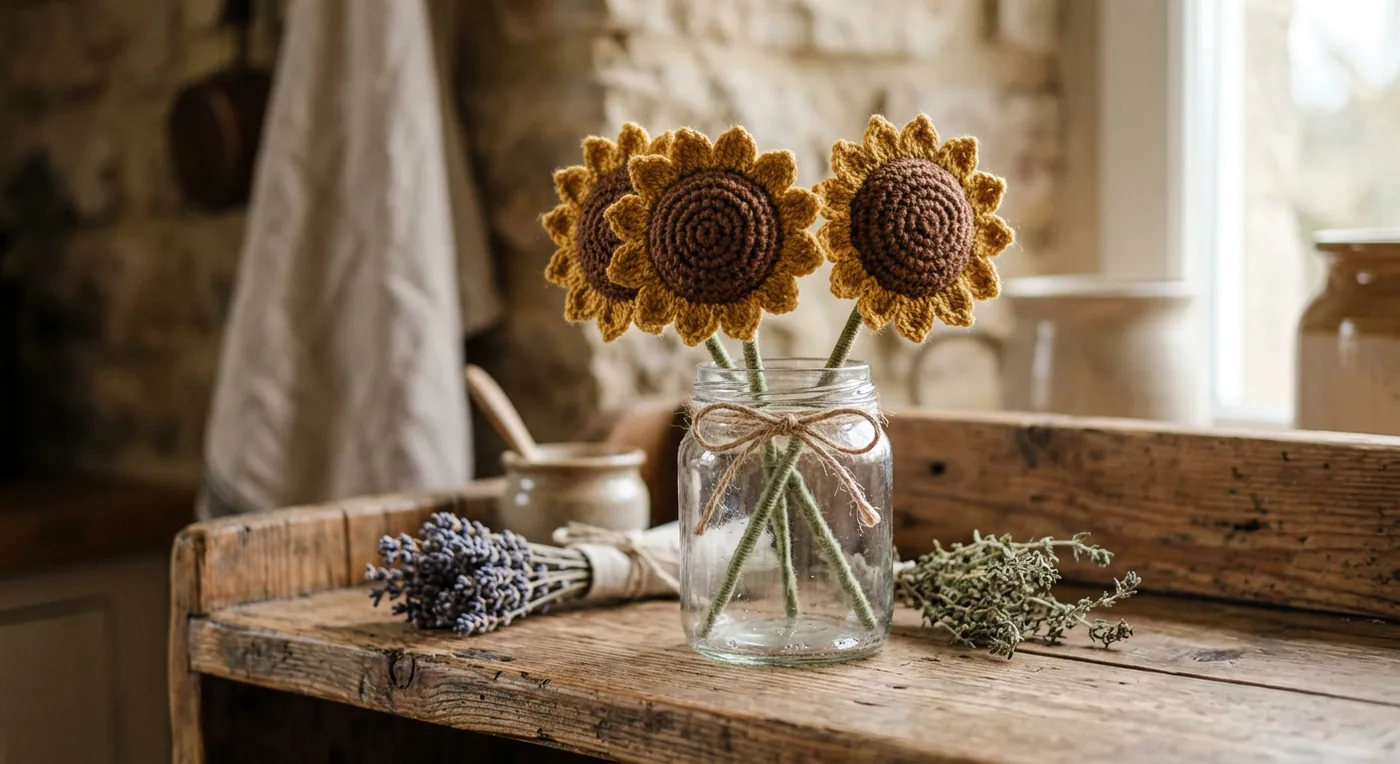 Petite Sunflower Jar — handmade sunflowers