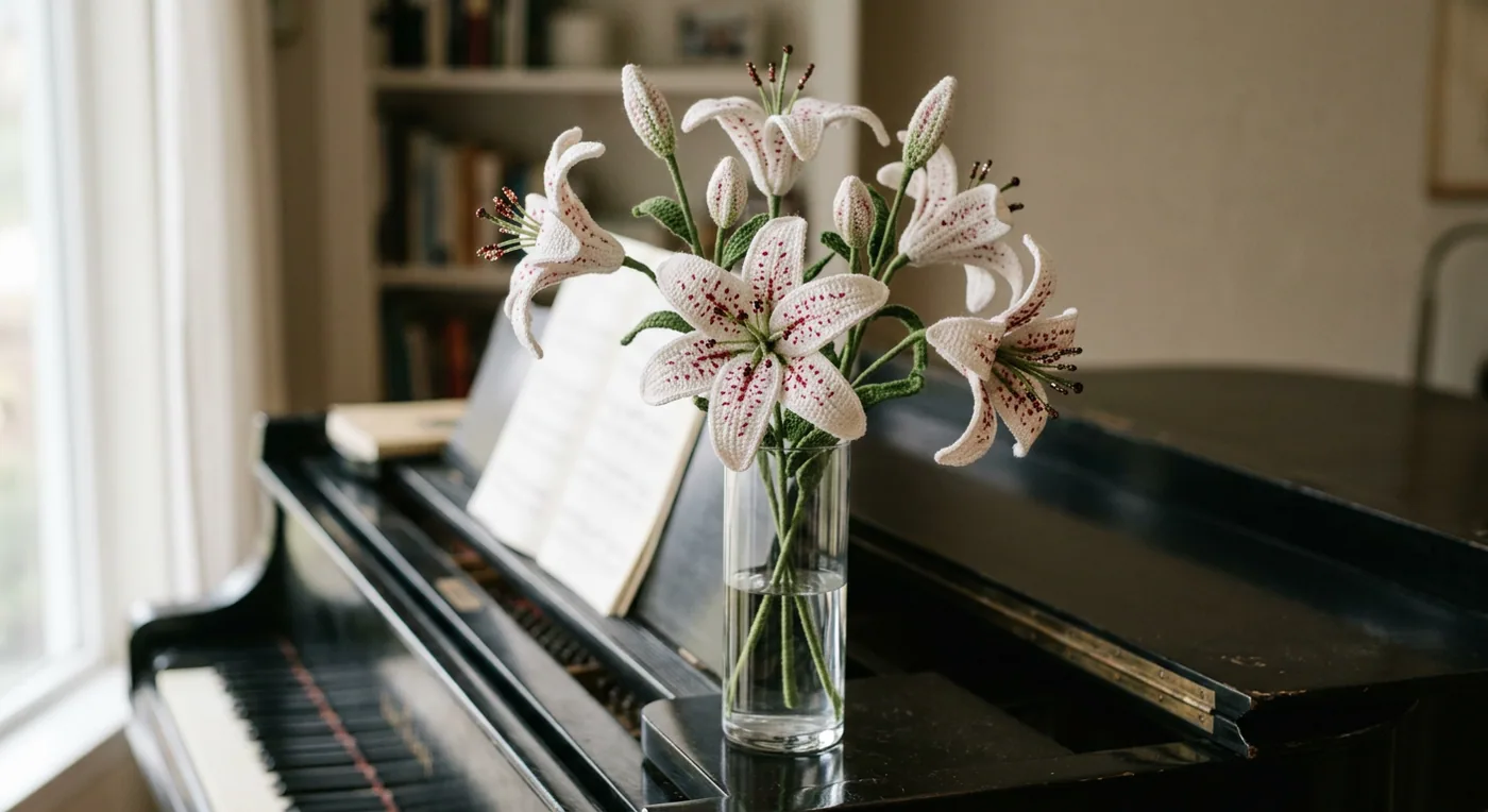 Stargazer Lily Arrangement — handmade crochet flowers