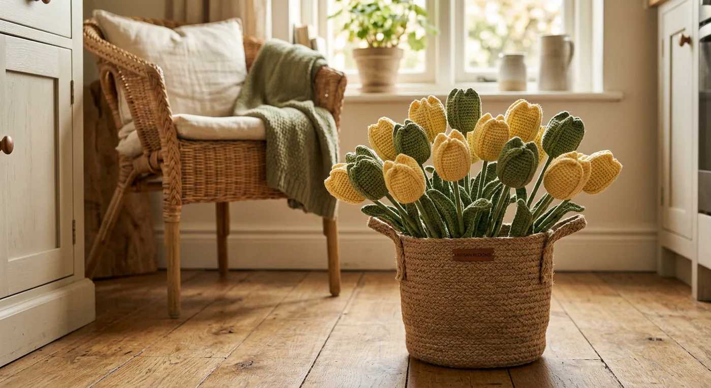 Butter Yellow Tulip Basket — handmade tulips