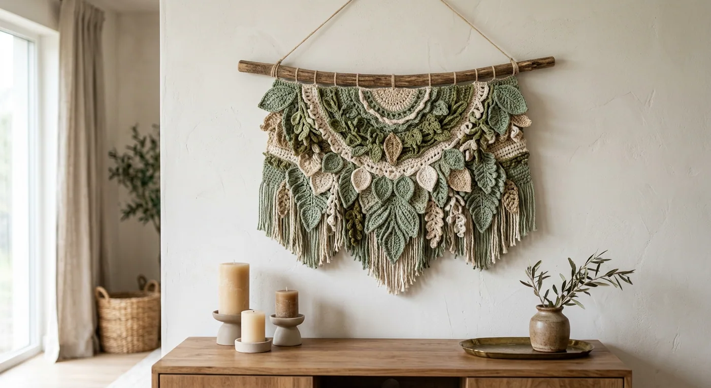 Woven Leaf Wall Panel — handmade wall hangings