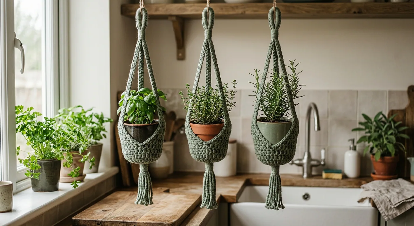 Mini Herb Pot Hangers — handmade plant hangers