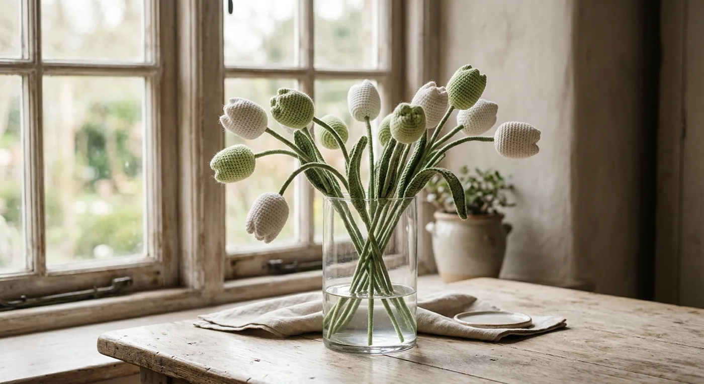 Amsterdam White Tulip Bunch — handmade tulips