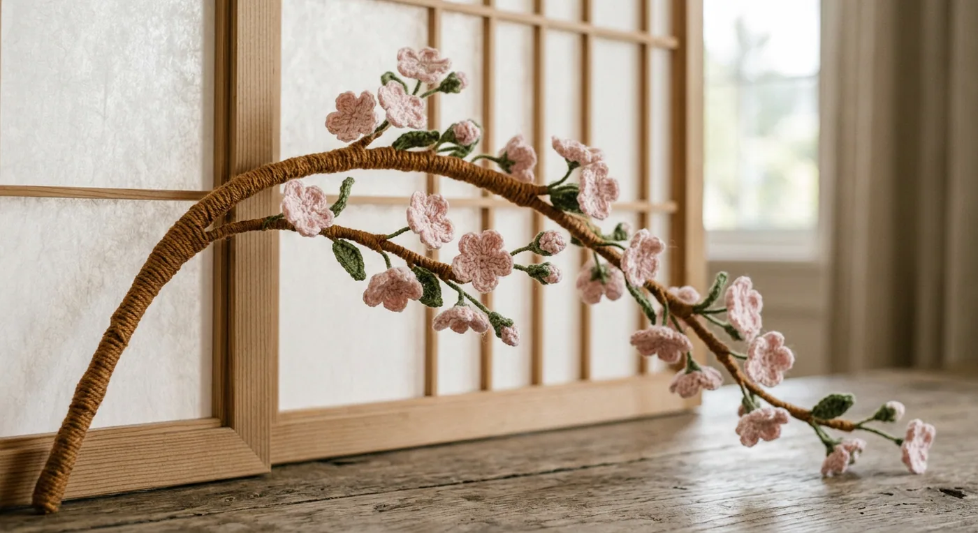 Cherry Blossom Branch — handmade crochet flowers