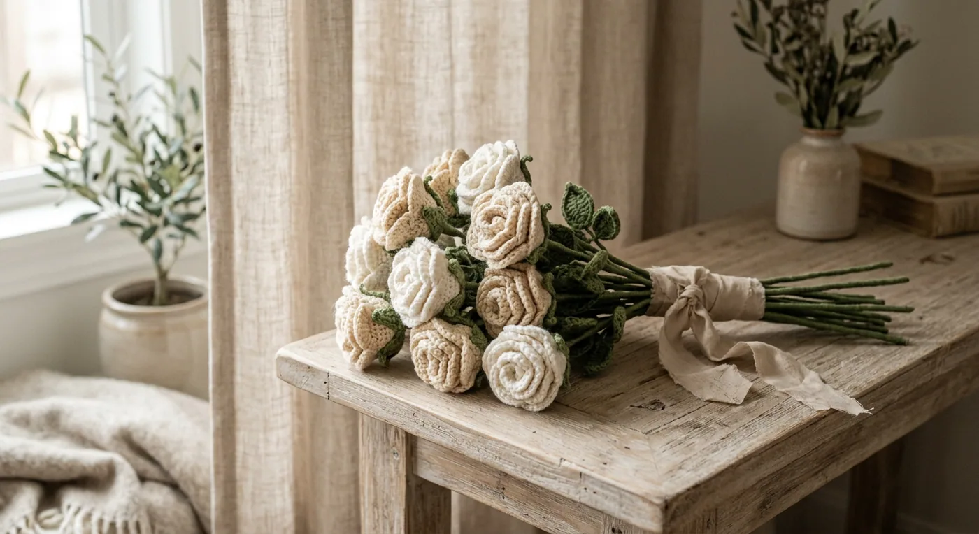 Blanche Ivory Rose Bouquet — handmade roses
