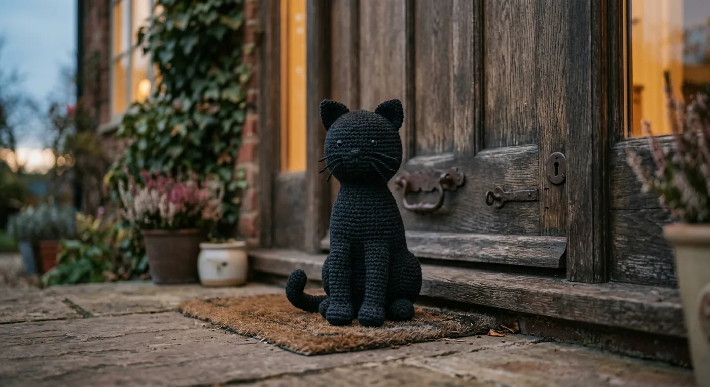 Black Cat Doorstop — handmade halloween collection