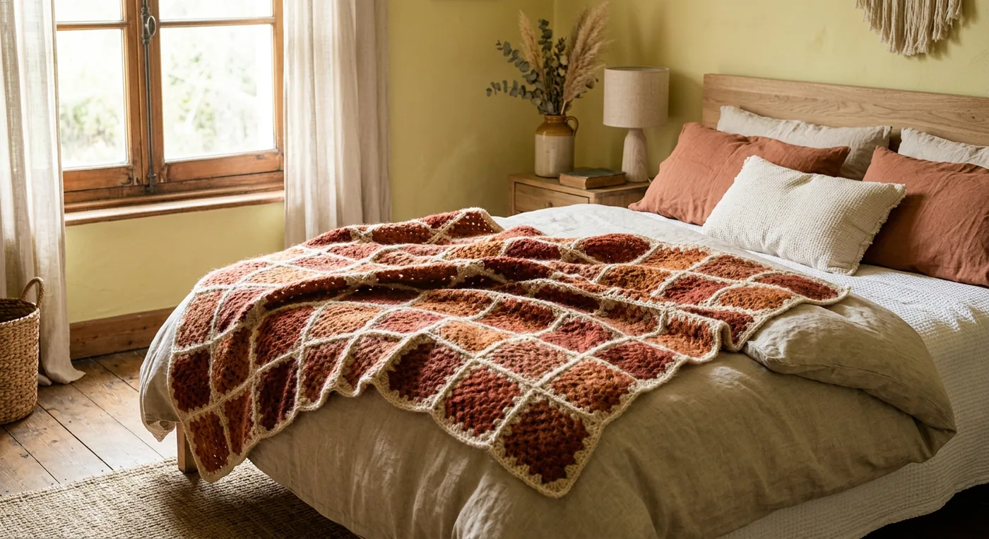 Terracotta Granny Throw — handmade blankets