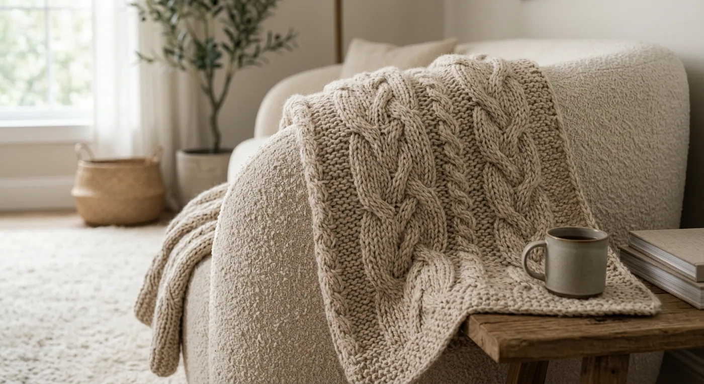 Cable throw blanket
