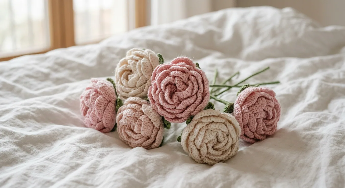Peony Cloud Bouquet — handmade crochet flowers