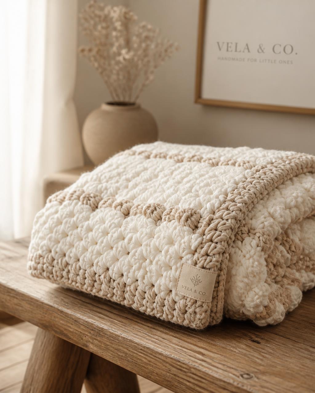 Bobble-stitch pram blanket